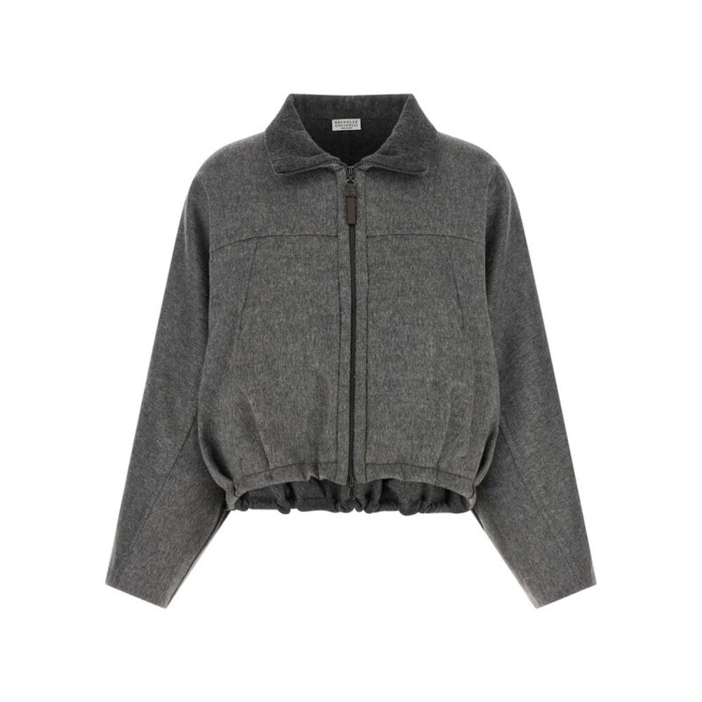 Brunello Cucinelli Gray Virgin Wool Full-Length Women's Jacket